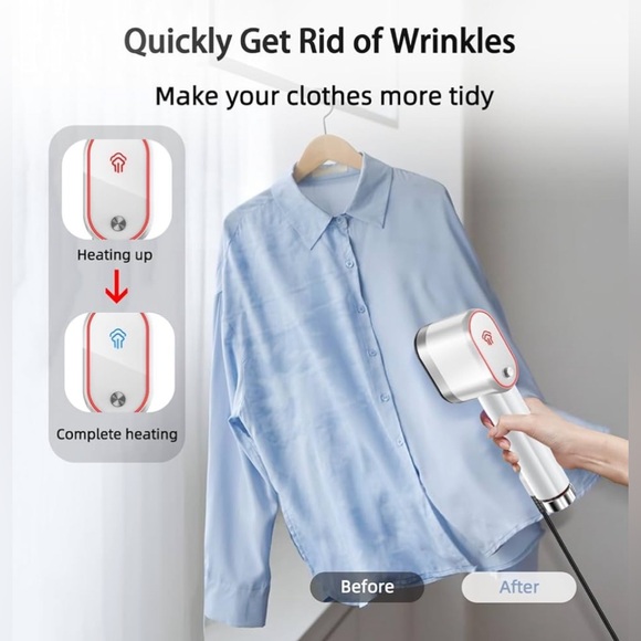 Handheld Steamer for Clothes Portable Travel Steamer Horizontal & Vertical Steam - Picture 5 of 7